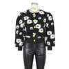 Elegant Women Button Front Floral Appliques Long Sleeve Jacket Thick Warm Winter Streetwear Outwear