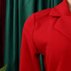 Women Lace Wrap Notched Neck Pleated Blazer Style Dress Office Lady Vintage Sexy Party Three Quarter Sleeve Dresses