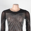 Women Mesh Patchwork Diamonds Rhinestones Bodycon Midi Mermaid Maxi Dress Evening Sexy Party Dresses Vestidos