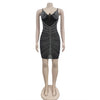 Women Rhinestones Drilling Mesh See Though Patchwork Midi Mini Dress Crystal Party Dresses Night Out Robes Vestidos
