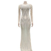 Women Mesh Patchwork Diamonds Rhinestones Bodycon Midi Mermaid Maxi Dress Evening Sexy Party Dresses Vestidos