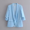 PB&ZA  Spring and Autumn  Commuter Urban Leisure Versatile Candy Women's Pleated Sleeve Blazer