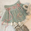 Pink Japanese Style Two -piece Set Elegant Women Sweet High Waist Bandage Mini Skirt Matching Suit  Kawaii Lolita Camis Tops