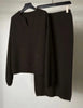 Premium Autumn/Winter 100% cashmere set solid color POLO collar fleece sweater + mid-length skirt two-piece set