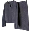 Premium Autumn/Winter 100% cashmere set solid color POLO collar fleece sweater + mid-length skirt two-piece set