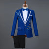 Red Diamond Floral Men Suits for Wedding Mens Suits 3 Piece Blazer+Pant+Bow Tie  Tuxedo Men Suit Set Stage Costume Homme