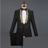 Red Diamond Floral Men Suits for Wedding Mens Suits 3 Piece Blazer+Pant+Bow Tie  Tuxedo Men Suit Set Stage Costume Homme