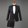 Red Diamond Floral Men Suits for Wedding Mens Suits 3 Piece Blazer+Pant+Bow Tie  Tuxedo Men Suit Set Stage Costume Homme