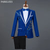 Red Diamond Floral Men Suits for Wedding Mens Suits 3 Piece Blazer+Pant+Bow Tie  Tuxedo Men Suit Set Stage Costume Homme