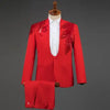 Red Diamond Floral Men Suits for Wedding Mens Suits 3 Piece Blazer+Pant+Bow Tie  Tuxedo Men Suit Set Stage Costume Homme