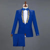 Red Diamond Floral Men Suits for Wedding Mens Suits 3 Piece Blazer+Pant+Bow Tie  Tuxedo Men Suit Set Stage Costume Homme