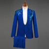Red Diamond Floral Men Suits for Wedding Mens Suits 3 Piece Blazer+Pant+Bow Tie  Tuxedo Men Suit Set Stage Costume Homme