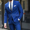 Royal Blue Silm fit Men Suits for Groomsmen 2 piece Custom Wedding Tuxedo  Male  Jacket with Pants Man Costume
