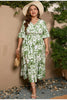S-4XL Women's Plus Size Printed V-neck Flared Sleeve Dress Summer Elastic Waist Beach Dress Vacation Dress