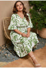 S-4XL Women's Plus Size Printed V-neck Flared Sleeve Dress Summer Elastic Waist Beach Dress Vacation Dress