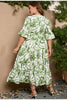 S-4XL Women's Plus Size Printed V-neck Flared Sleeve Dress Summer Elastic Waist Beach Dress Vacation Dress