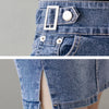 Autumn Plus Size Skirt For Women High Waist Large Size Slit Black Or Blue Jeans Skirts Korean Slim Jupe Femme