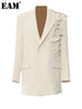 Women Apricot Butterfly Big Size Elegant Blazer Lapel Long Sleeve Jacket Tide Spring Autumn 1DH5934