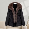 Women Large Fur Collar Warm Mid-Length Down Cotton Jacket Winter Coat Puffer Jacket Female Parkas Outerwear