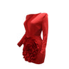 Women Rose Floral Applique Long Sleeve Bodycon Mini Midi Dress Winter V-neck Club Sexy Party Evening Dresses Vestidos