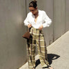 Plaid Baggy Pants Women's Pants Autumn Ladies Oversize High Waist Trousers Elegant Wide Leg Street Wear Pants