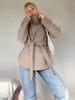 Elegant Women's Overcoat Stand Collar Full Sleeve Belt Lace Up Solid Female Overcoat Autumn Commute Lady Outwears