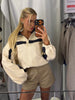 Color Block Cropped Windbreaker Women Casual Zip Up Stand Collar Long Sleeves Striped Outerwear 202 Lady Lightweight Coats
