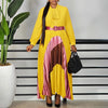 Elegant Women Dresses Bow Collar Full Sleeve Belt Waisted Ankle Length Ladies Birthday Party Dinner Dress Cloth