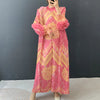 Vintage Chic Printting Straight Pleated Women's Dress Hand-Cranked Floral Long Dresses Spring Clothing 2DB6498