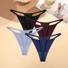 4PCS/Set Silk Seamless Thongs for Women Sexy Low Rise Panties Female Ultra Thin Breathable Underwear G-String T-Back Underpants