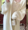 White Gentle Mink Fur Sweater Knitted Cardigan Women's Autumn Winter Loose Versatile mid to long Lazy Milk fufu Jacket