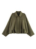Women Green Suede Jacket Spring Long Sleeve Zipper Oversize Bomber Jackets Chic Female Street Casual Coats