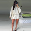 Elegant Satin Mini Dress For Women Scarf Collar Batwing Sleeve Waist Dress Lady Autumn Chic Party Evening Vestidos