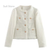 Chic Female Tweed Basic Jacket Coat Women Clothing Woolen Outerwear Long Sleeve Front Button Female Outerwear Chic Tops