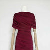 Women Ruched Maxi Dress Asymmetric Draped Sleeve High Neck Bodycon Mermaid Formal Evening Party Gown