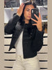Black Court Style Cropped Jacket For Women Elegant O-neck Long Sleeve Double Breasted Coat Lady Spring Chic Outwear