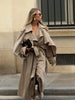 Solid Lace Up Long Trench Coat Women Full Sleeve Lapel Single Breasted Loose Outerwear Lady Autumn Daily Highstreet Coat
