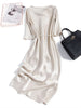 Heavy Mulberry Silk Satin Party Dress Long Sleeve Dress Women's Evening Dress