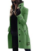 Women's Woolen Coat Outerwears Autumn Winter Warm Female Jackets Single Breasted Turn-down Collar Long Women's Clothes