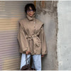 Solid Stand Collar Trench Short Coats Button Long Sleeve Pocket Zipper Windbreaker Lady High Street Outerwear