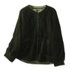 O-neck Retro Cotton Jacket Women Casual Pocket Green Velvet Coat Winter Long Sleeve Loose Warm Clothing Versatile F629