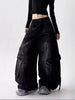 American Retro Y2K Style Washed Distressed Blue Baggy Women's Cargo Jeans Pants For Woman Clothing Wide Leg Denim Trousers
