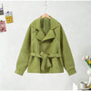 Oversized Tie-Waist Cropped Trench Coat Drop Shoulder Autumn Women Modern Edgy Outerwear Chic Lady Streetwear Coat