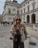Lady Leopard Print Lapel Fur Coat Women Elegant Single Breasted Loose Jacket Daily Commuting Office Outerwear