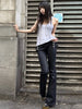 Double-Breasted Decoration Pants Women Metal Ring Tassel Elastic Waist Autumn Street Daily Hottie Bell-Bottom