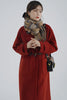 Lamb Wool Collar Duffle Coat Women Long Wool-Like Overcoat Elegant Loose Fit Warm Winter Outerwear Clothing