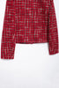 Women Vintage Red Plaid Tweed Coat Slim Turn Down Collar Long Sleeve Jacket Autumn Lady High Street Outwear
