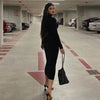 Women Spring Autumn Long Sleeve Streetwear Bodycon Black Midi Dress Items For Business