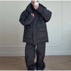Print Hooded Puffer Coat Set Women Quilted High Neck Full Sleeve Zip Pockets Jacket Wide Leg Pants Winter Warm Sets