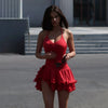 Women's A-Line Bodycon Mini Dress Ruffle Hem V-Neck Asymmetrical Buttons Long Sleeve Short Dress Party Streetwear Outfits